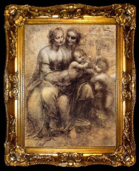 framed  Leonardo  Da Vinci Virgin and Child with St Anne and St John the Baptist, ta009-2